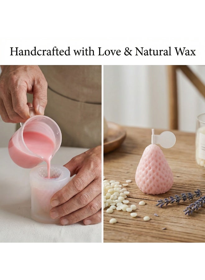 Light Pink Strawberry Scented Candles, 4-Pack Set - Image 5